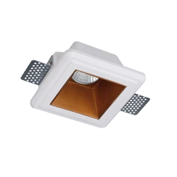 Γύψινο Χωνευτό Σποτ Οροφής Με Χάλκινο Reflector, GU10 Round Flame VIOKEF