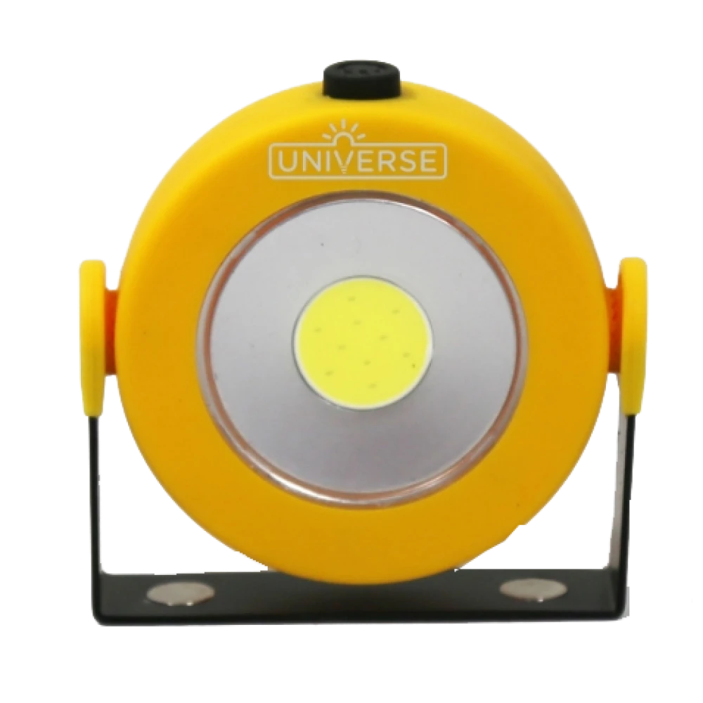 LED Φακός Εργασίας Με Led 3W 4xAAA Στρογγυλός Κίτρινος Universe