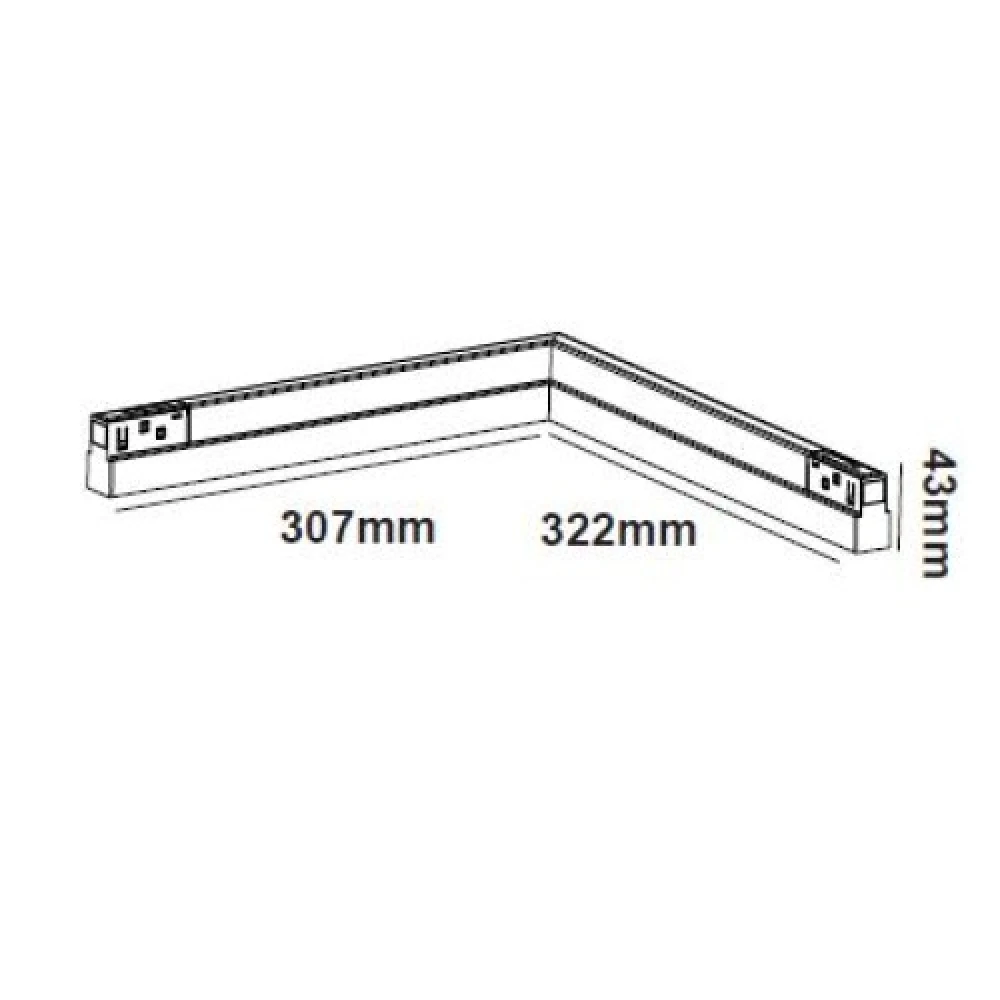 ΜΑΥΡΟ ΜΑΤ ΜΑΓΝΗΤΙΚΟ ΦΩΤΙΣΤΙΚΟ 90° ΓΩΝΙΑ 48V DC 20W 3000K 1600LM 110° OSRAM RA90 L322*307MM