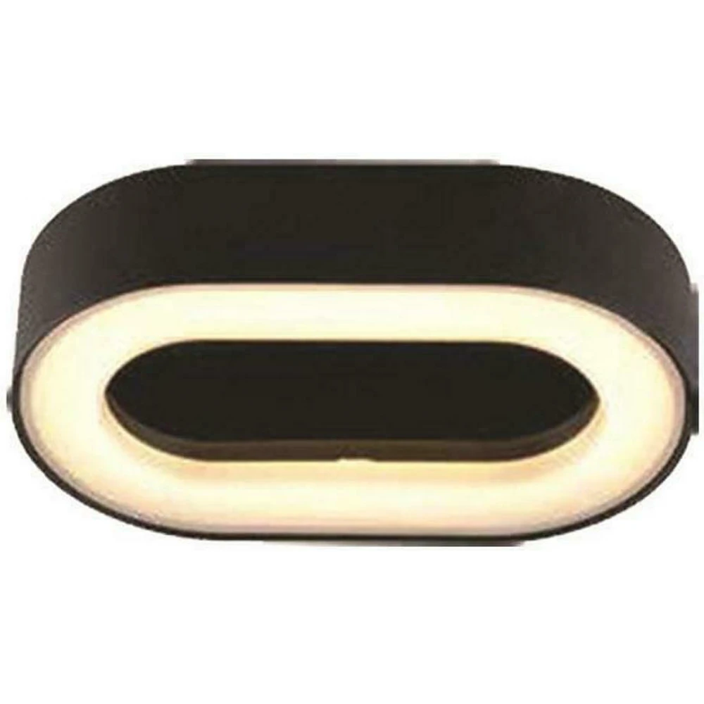 Αδιάβροχη LED Eveligh Οβάλ Απλίκα 8W Από Αλουμίνιο 60º 230V Σε Μαύρο Χρώμα IP54 VISION Eurolamp