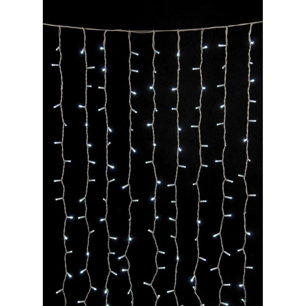 200Led Σταθερή Βροχή Rubber Με Επέκταση Ip65 Και Μπρίζα Σούκο 200 x 100(h)cm,Λευκό Καλώδιο/ Λευκό Λαμπάκι (Kelvin: 6.000 - 10.000)