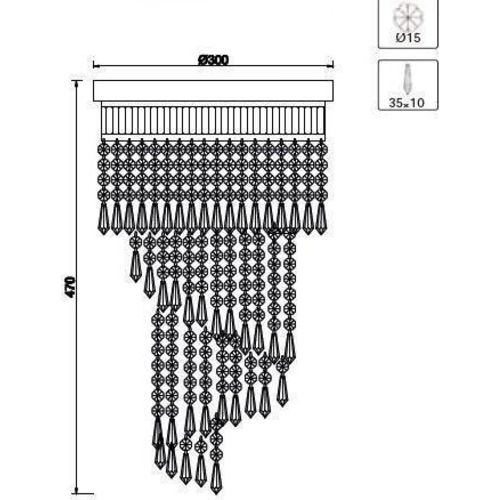 Πλαφονιέρα Με Κρύσταλλα Πεντάφωτη Φ30cm 5x E14 ACA DECOR