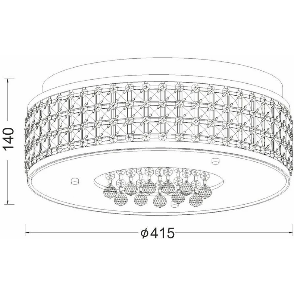 Πλαφονιέρα Μεταλλική Με Κρύσταλλα Φ41,5cm 5x G9 ACA DECOR