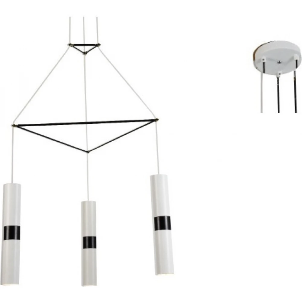 Κρεμαστό Φωτιστικό Μεταλλικό Τρίφωτο Σε Ροζέτα Λευκό και Μαύρο 3x GU10 - ACA Decor