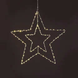 SILVER STAR Χριστουγεννιάτικο Κρεμαστό Αστέρι Κρεμαστό 56εκ. Με 113 Μini Led Λαμπάκια Και Καλώδιο Χαλκού Ασημί IP44 Θερμό Λευκό - ACA