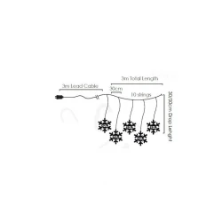 Χριστουγεννιάτικα 120 CW Led Λαμπάκια Βροχή Snowflake Icicle 30/50+300cm IP44 - ACA