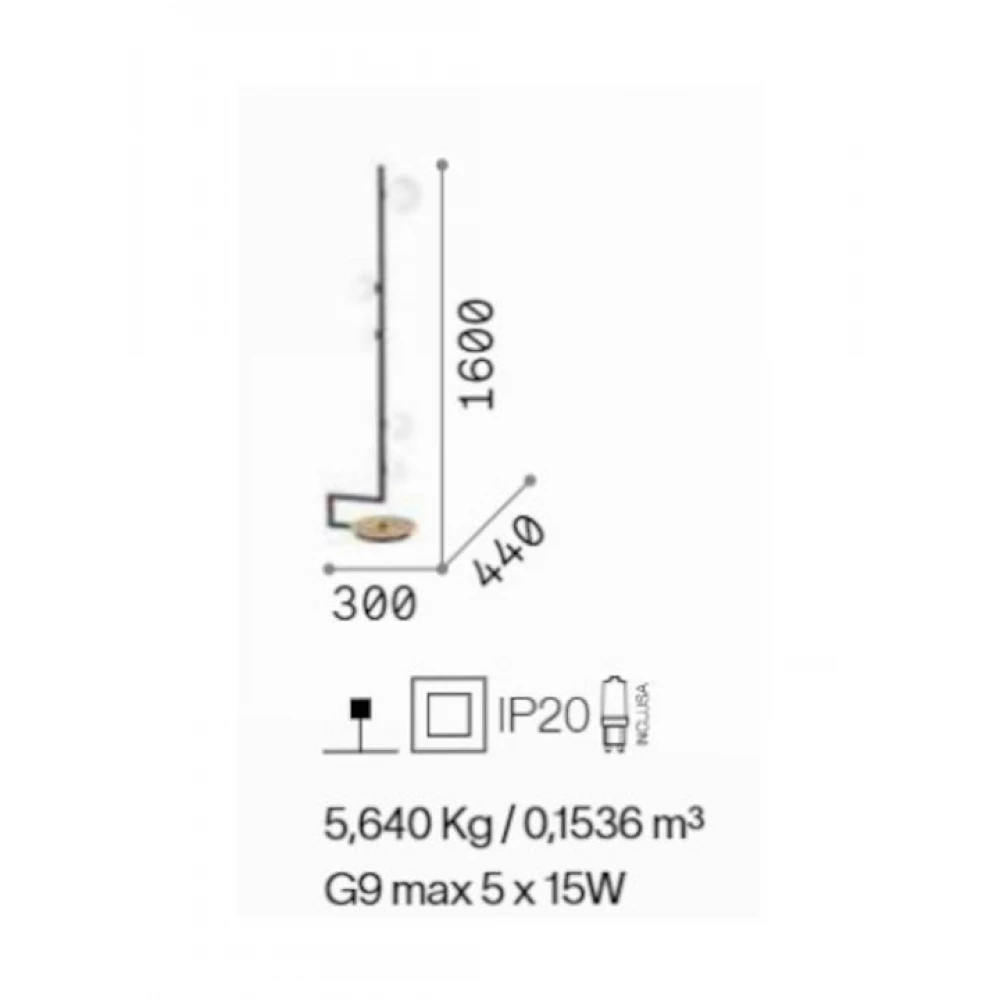 Φωτιστικό Δαπέδου Υ160xΜ30εκ G9 σε Μαύρο Χρώμα Birds pt5 IDEAL LUX