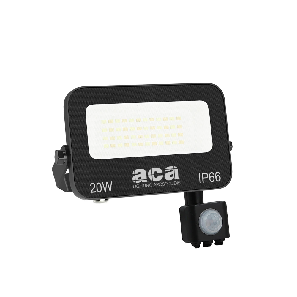 ΠΡΟΒΟΛΕΑΣ LED SMD ΜΑΥΡΟΣ ΜΕ ΑΙΣΘΗΤΗΡΑ 20W 3CCT 2000LM 185-265V IP66 - ACA