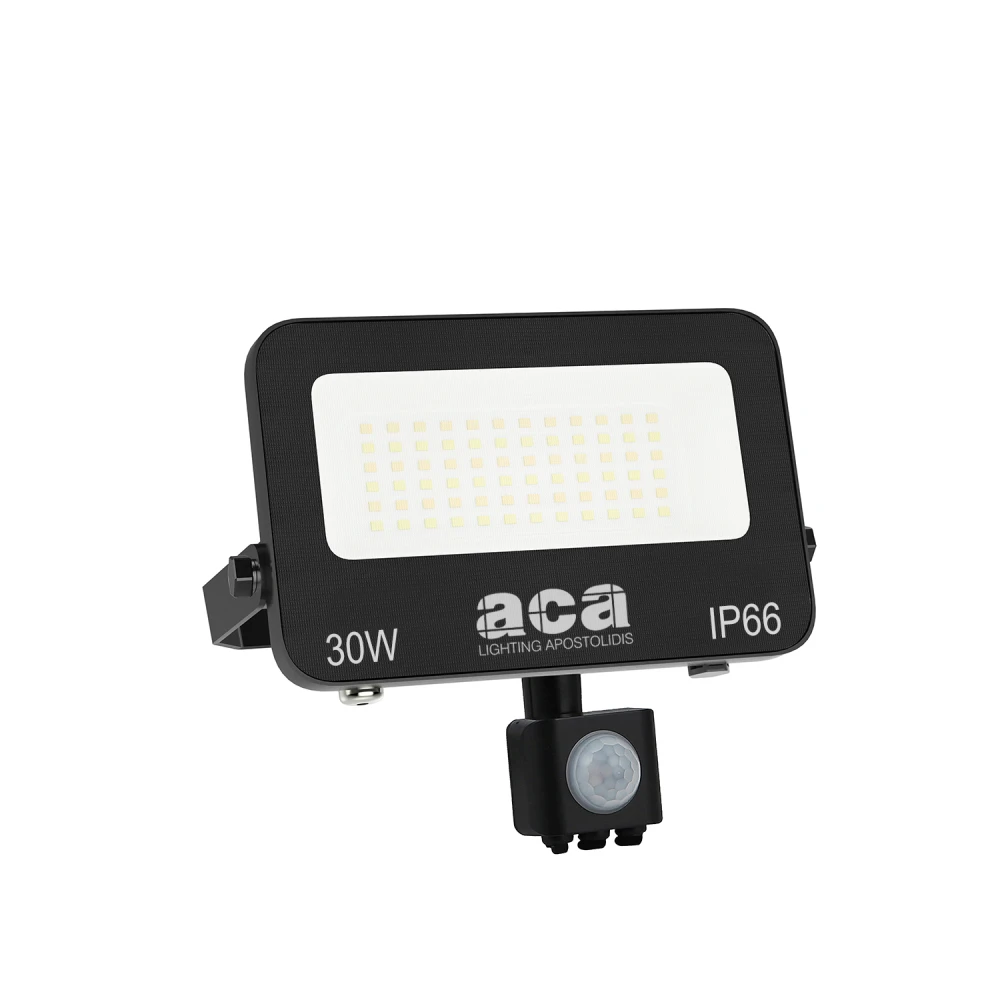 ΠΡΟΒΟΛΕΑΣ LED SMD ΜΑΥΡΟΣ ΜΕ ΑΙΣΘΗΤΗΡΑ 30W 3CCT 3000LM 185-260V IP66 - ACA