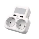 XO WL09 adaptor από 1 σούκο πρίζα σε 2 σούκο 16A με φως νυκτός + 2x USB A+βάση τοποθέτησης κινητού