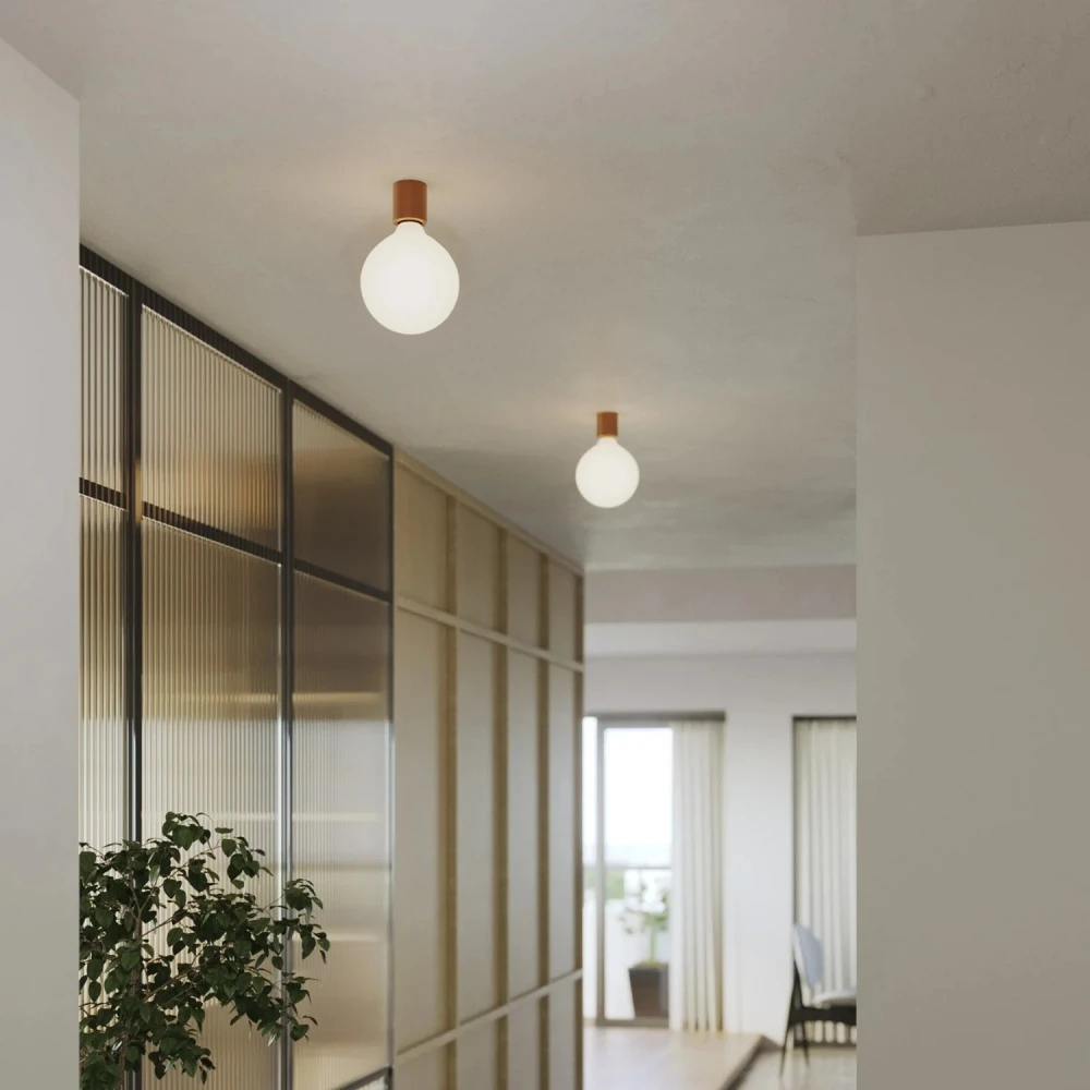 Απλίκα μεταλλική με λαμπτήρα σφαίρα εφέ πορσελάνης - Σατινέ χαλκός - Creative Cables