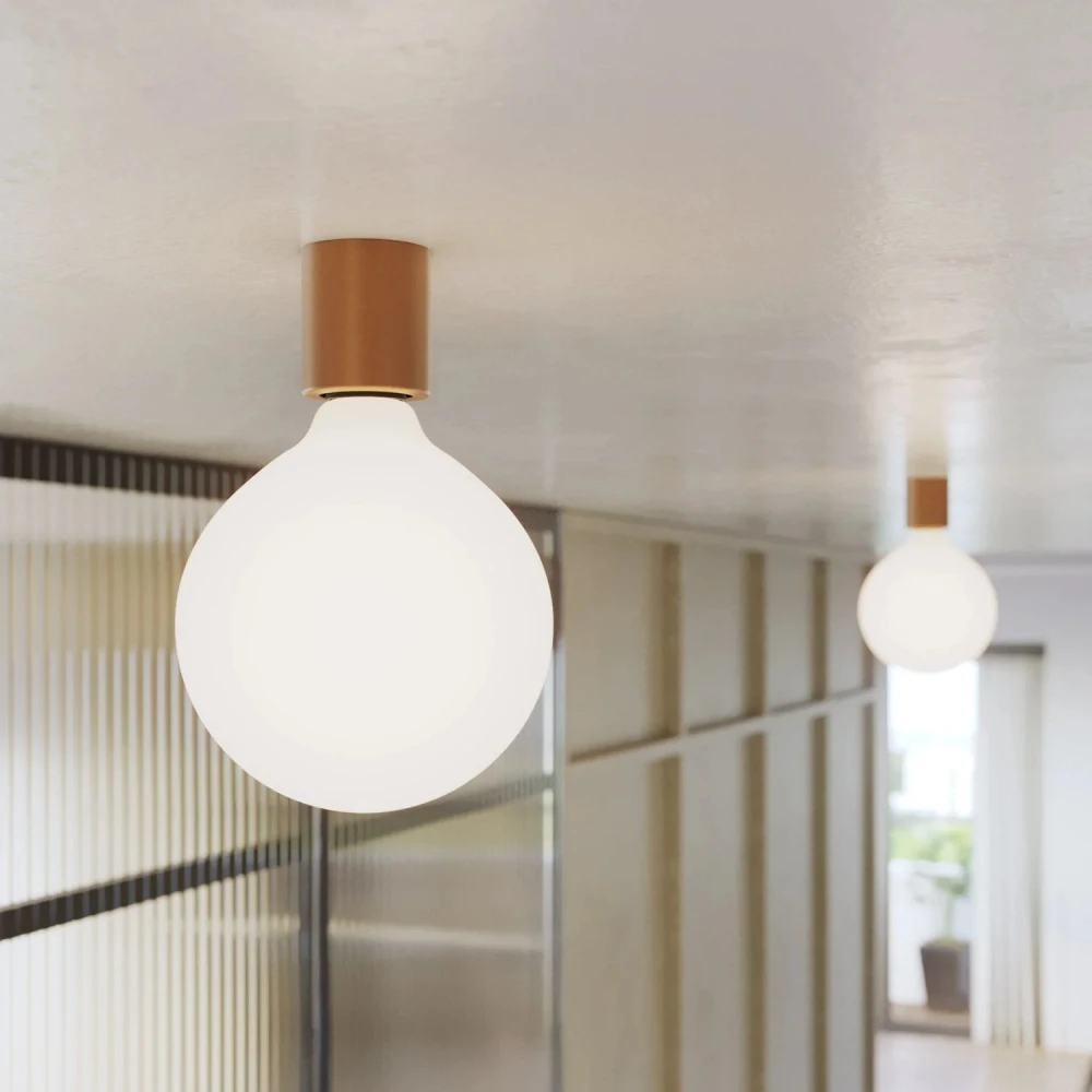 Απλίκα μεταλλική με λαμπτήρα σφαίρα εφέ πορσελάνης - Σατινέ χαλκός - Creative Cables