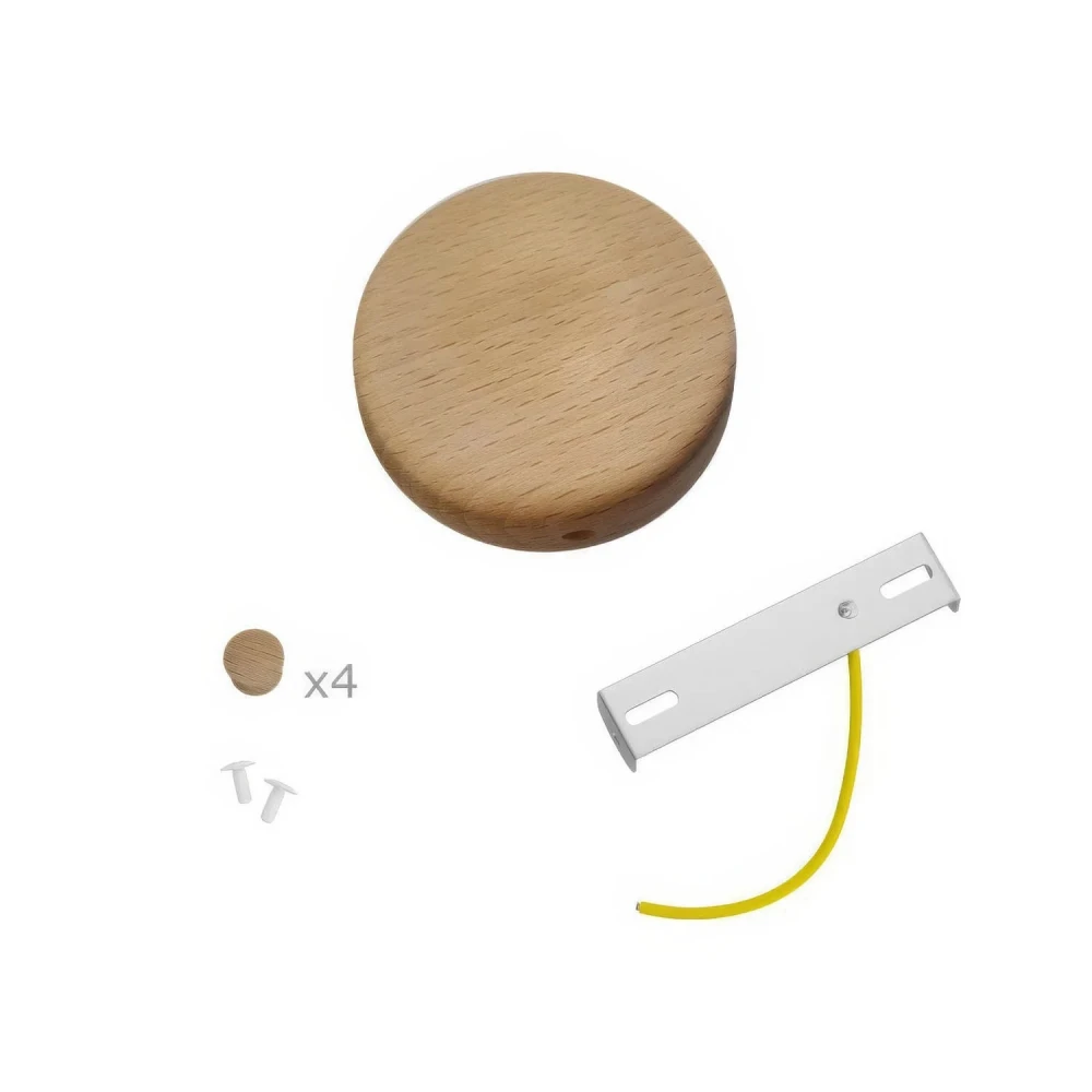 Kit Mini pοζέτα φωτιστικού κυλινδρική από ξύλο με 4 πλευρικές οπές (κουτί διακλάδωσης) - Ουδέτερο - Creative Cables