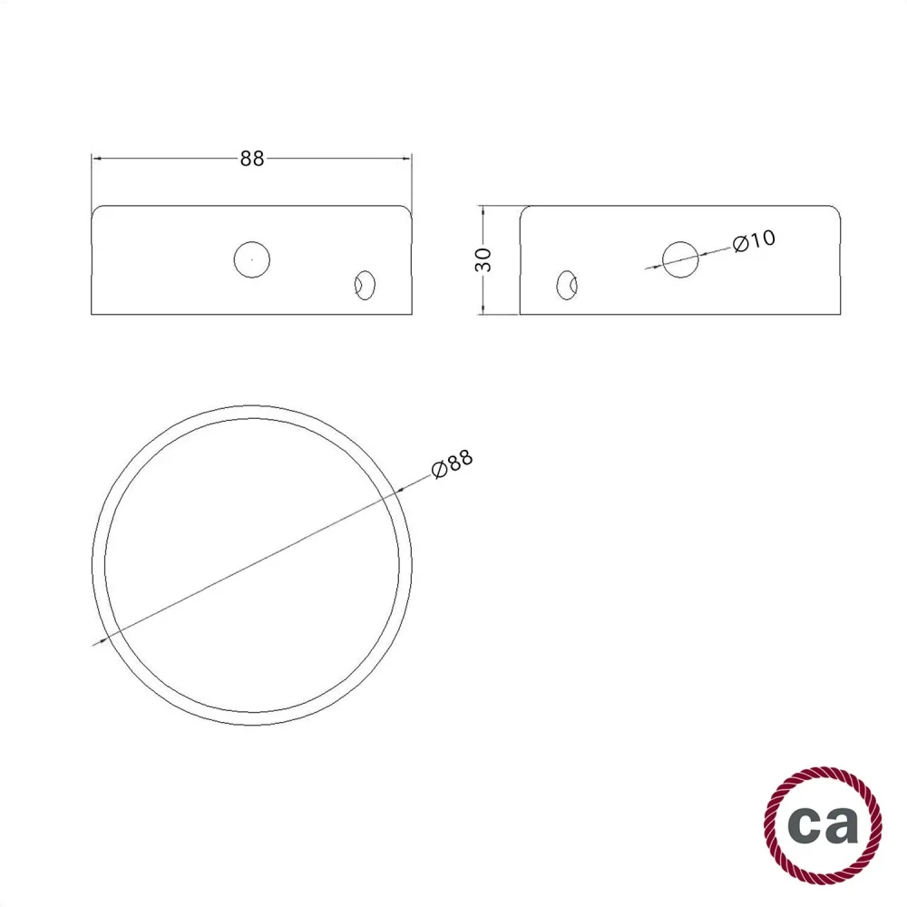 Kit Mini pοζέτα φωτιστικού κυλινδρική από ξύλο με 4 πλευρικές οπές (κουτί διακλάδωσης) - Ουδέτερο - Creative Cables