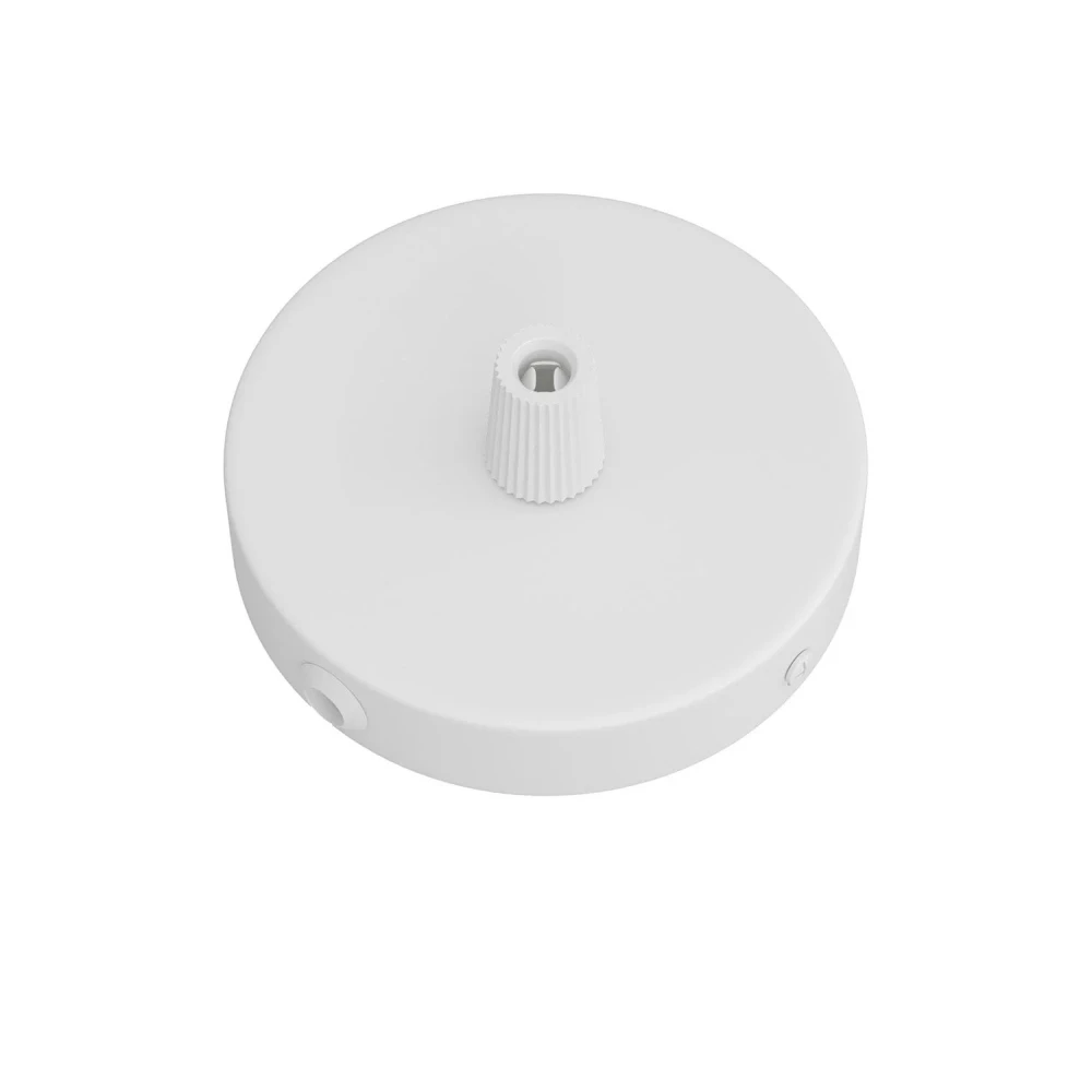 Σετ Mini κυλινδρική Pοζέτα φωτιστικού από μέταλλο με 1 κεντρική και 2 πλευρικές οπές Κωνικό Καλώδιο - Ματ λευκό - Creative Cables