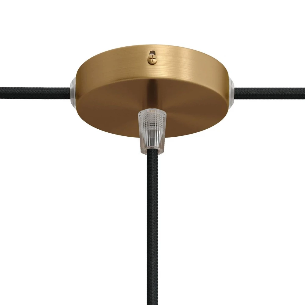 Σετ Mini κυλινδρική Pοζέτα φωτιστικού από μέταλλο με 1 κεντρική και 2 πλευρικές οπές Κωνικό Καλώδιο - σατινέ μπρονζέ - Creative Cables