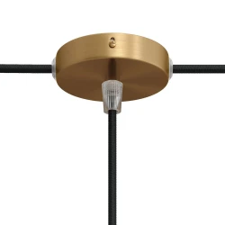 Σετ Mini κυλινδρική Pοζέτα φωτιστικού από μέταλλο με 1 κεντρική και 2 πλευρικές οπές Κωνικό Καλώδιο - σατινέ μπρονζέ - Creative Cables