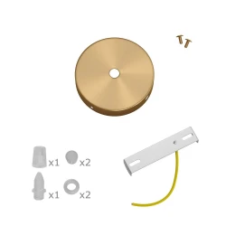 Σετ Mini κυλινδρική Pοζέτα φωτιστικού από μέταλλο με 1 κεντρική και 2 πλευρικές οπές Κωνικό Καλώδιο - σατινέ μπρονζέ - Creative Cables