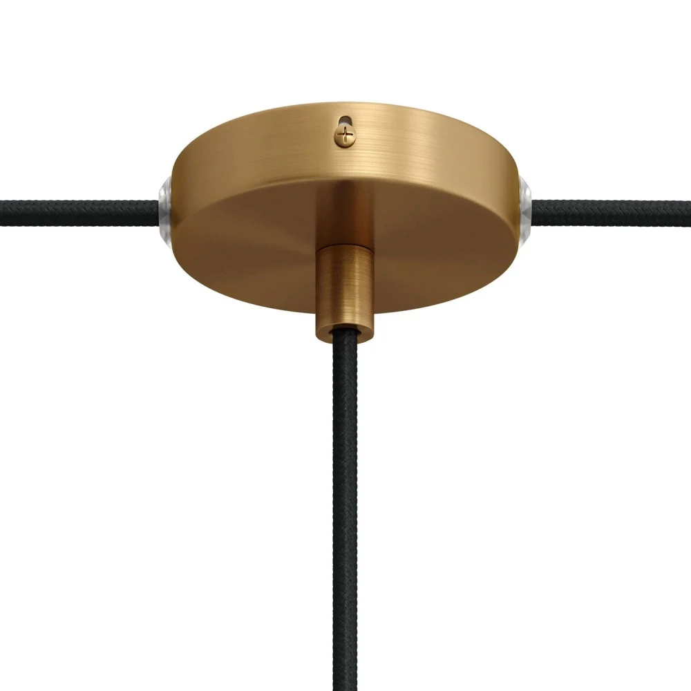 Σετ Mini κυλινδρική Pοζέτα φωτιστικού από μέταλλο με 1 κεντρική και 2 πλευρικές οπές Κυλινδρικό Καλώδιο - σατινέ μπρονζέ - Creative Cables