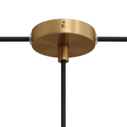 Σετ Mini κυλινδρική Pοζέτα φωτιστικού από μέταλλο με 1 κεντρική και 2 πλευρικές οπές Κυλινδρικό Καλώδιο - σατινέ μπρονζέ - Creative Cables