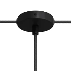 Σετ Mini κυλινδρική Pοζέτα φωτιστικού από μέταλλο με 1 κεντρική και 2 πλευρικές οπές Κυλινδρικό Καλώδιο - Μαύρο - Creative Cables