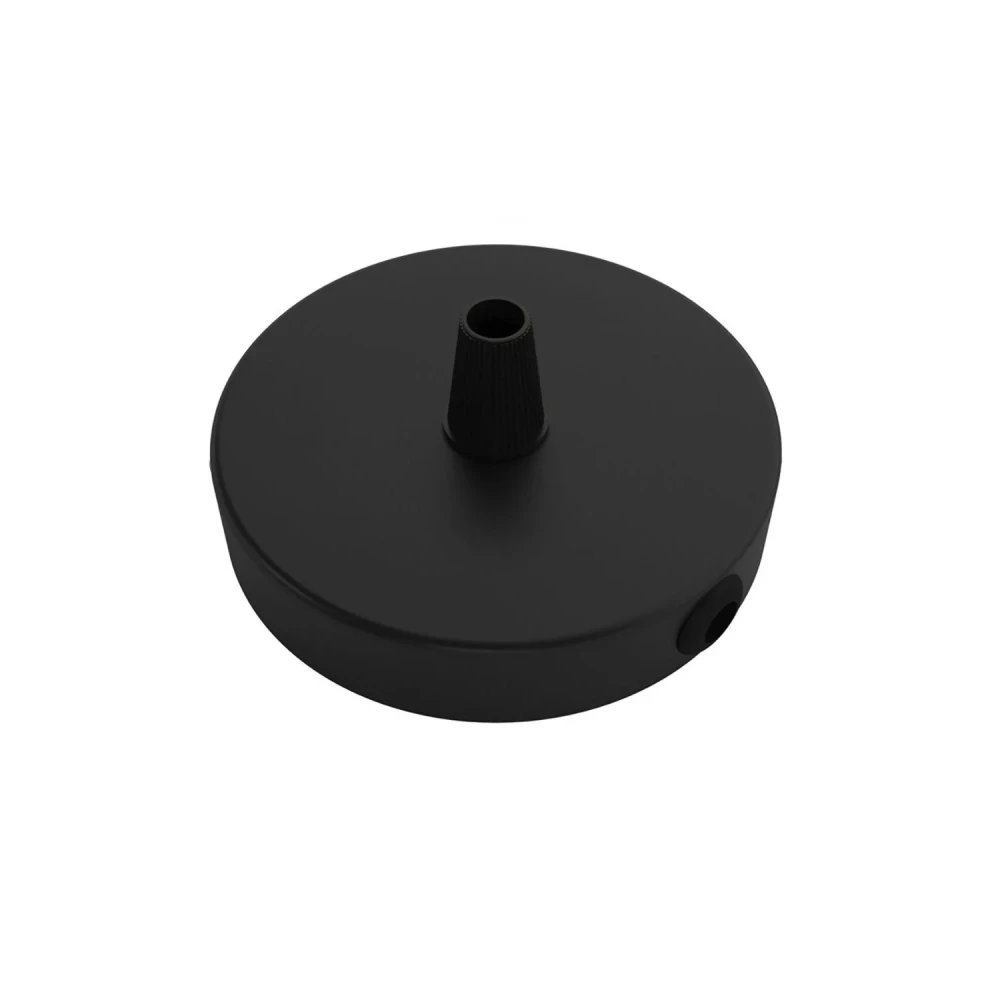 Σετ Mini κυλινδρική Pοζέτα φωτιστικού από μέταλλο με 1 κεντρική και 2 πλευρικές οπές Κωνικό Καλώδιο - Μαύρο - Creative Cables