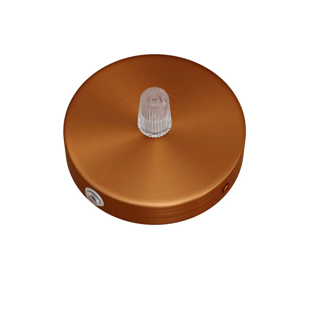 Σετ Mini κυλινδρική Pοζέτα φωτιστικού από μέταλλο με 1 κεντρική και 2 πλευρικές οπές Κωνικό Καλώδιο - Ματ χαλκός - Creative Cables