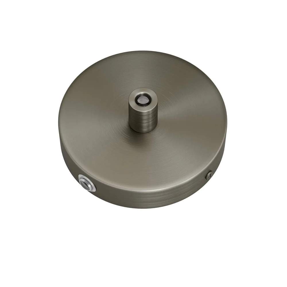 Σετ Mini κυλινδρική Pοζέτα φωτιστικού από μέταλλο με 1 κεντρική και 2 πλευρικές οπές Κυλινδρικό Καλώδιο - Σατινέ τιτάνιο - Creative Cables