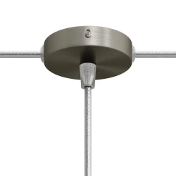 Σετ Mini κυλινδρική Pοζέτα φωτιστικού από μέταλλο με 1 κεντρική και 2 πλευρικές οπές Κωνικό Καλώδιο - Σατινέ τιτάνιο - Creative Cables