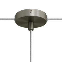 Σετ Mini κυλινδρική Pοζέτα φωτιστικού από μέταλλο με 1 κεντρική και 2 πλευρικές οπές Κυλινδρικό Καλώδιο - Σατινέ τιτάνιο - Creative Cables