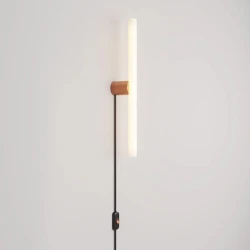 Φωτιστικό με φις ρεύματος και μεταλλική φινιτούρα, με λαμπτήρα LED γραμμικό S14d - Σατινέ χαλκός - Creative Cables