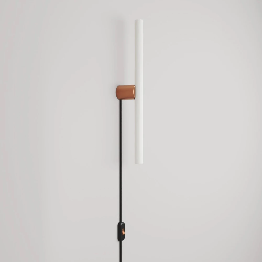 Φωτιστικό με φις ρεύματος και μεταλλική φινιτούρα, με λαμπτήρα LED γραμμικό S14d - Σατινέ χαλκός - Creative Cables