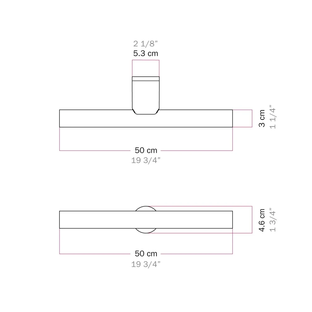 Φωτιστικό τοίχου ή οροφής σε μέταλλο με λαμπτήρα LED γραμμικό S14d 20W - Σατινέ χρυσό - Creative Cables