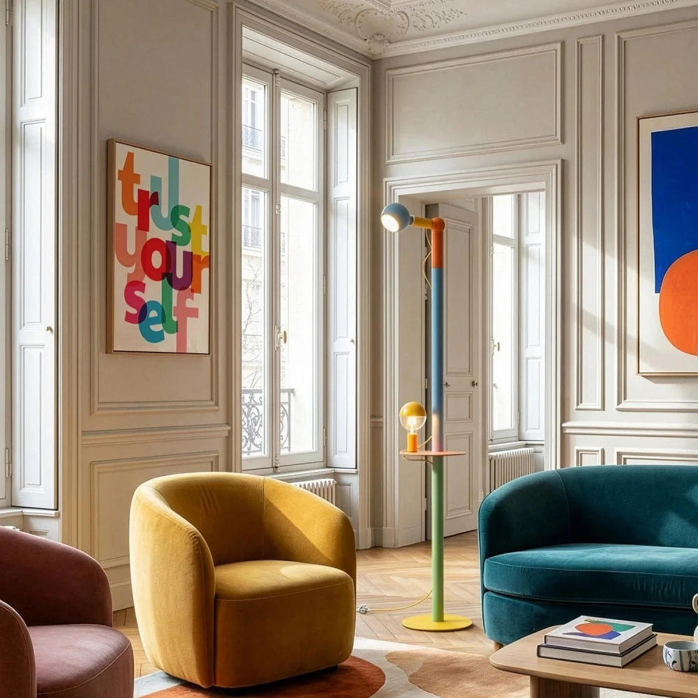 Επιδαπέδια Λάμπα Rocco XXL Πολύχρωμη Με Λαμπτήρα Maria και Camo - Creative Cables