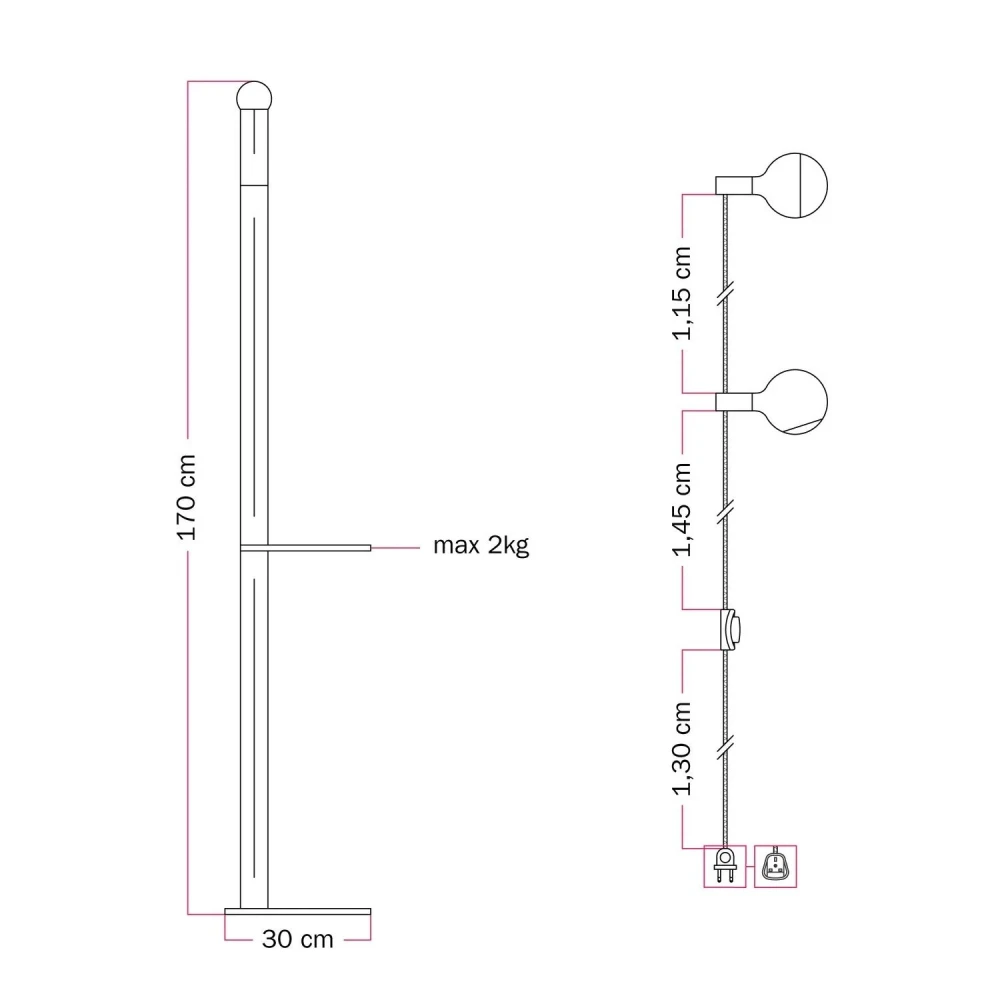 Επιδαπέδια Λάμπα Rocco XXL Πολύχρωμη Με Λαμπτήρα Maria και Camo - Creative Cables