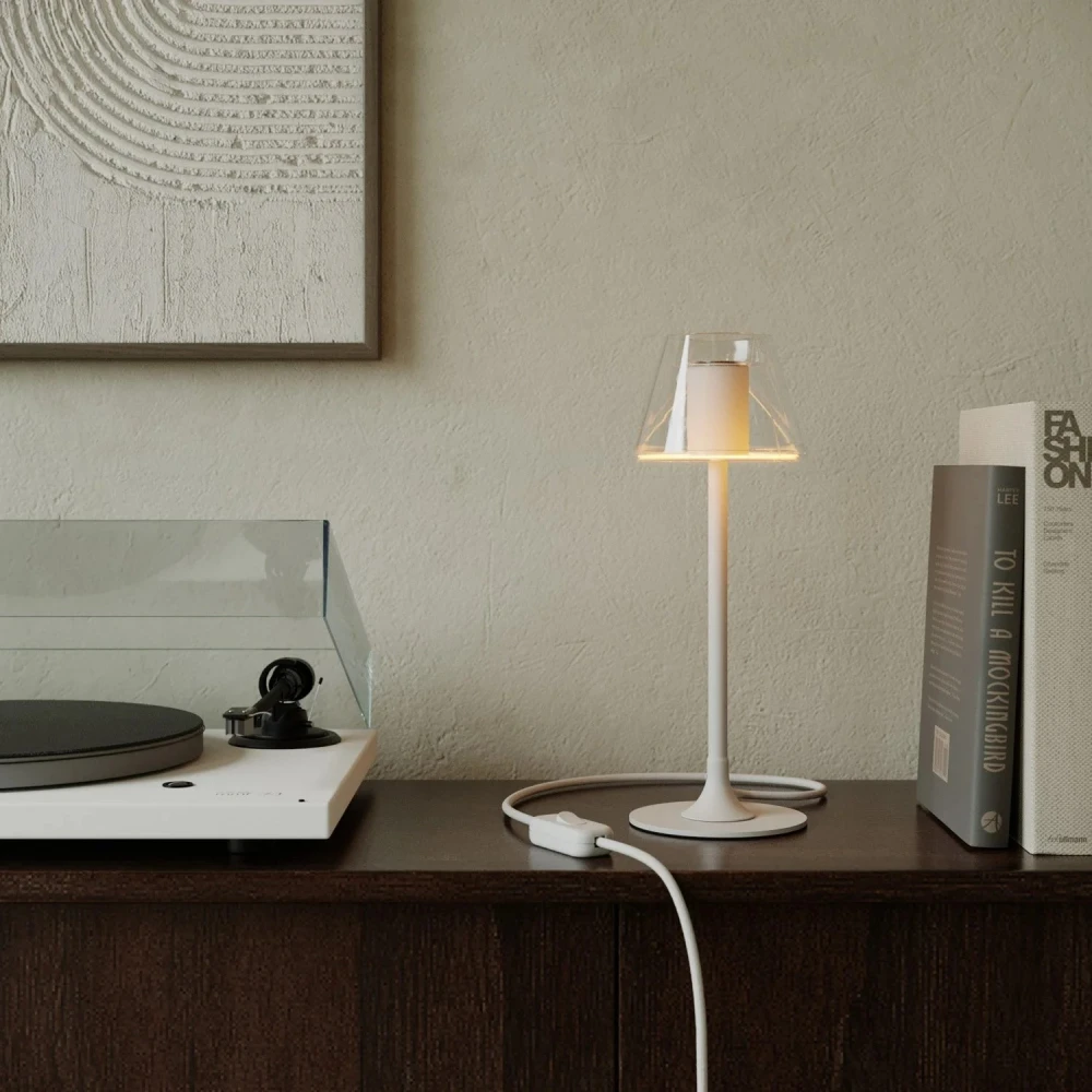 Επιτραπέζιο Φωτιστικό Μεταλλικό MAG-Y G07, με Υφασμάτινο Καλώδιο  Λευκό Ματ - Creative Cables