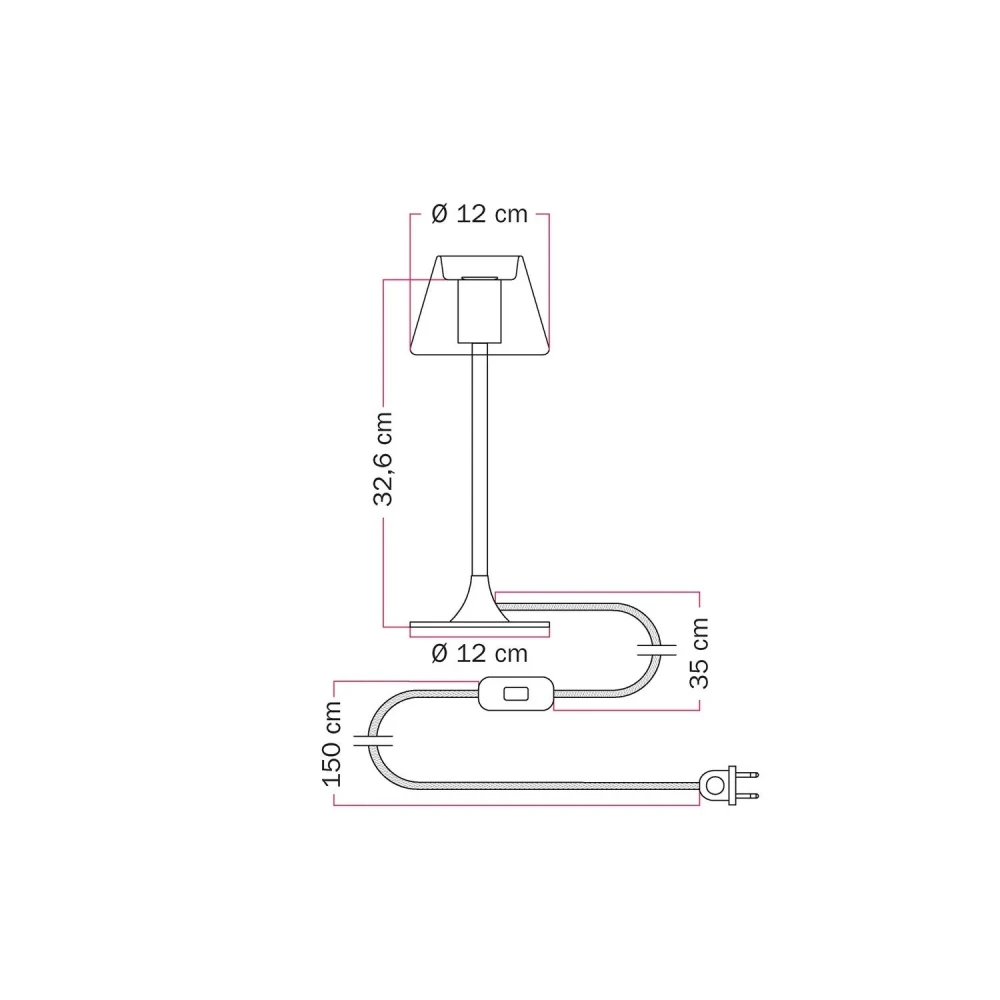 Επιτραπέζιο Φωτιστικό Μεταλλικό MAG-Y G07, με Υφασμάτινο Καλώδιο Μαύρο - Creative Cables