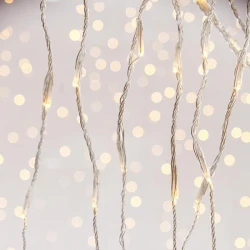 ΚΟΥΡΤΙΝΑ 240 LED ΜΕ ΠΡΟΓΡΑΜΜΑ SNOWFALL & ΜΝΗΜΗ, ΔΙΑΦΑΝO PVC ΚΑΛΩΔΙΟ, ΘΕΡΜΟ ΛΕΥΚΟ LED (H100 x W200cm, 20 ΣΕΙΡΕΣ x 12 LED) IP44