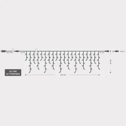 ΒΡΟΧΗ, 144 LED 3mm ΜΕ ΔΙΑΦΑΝΟ PVC ΚΑΛΩΔΙΟ, 120 ΘΕΡΜΟ ΛΕΥΚΟ LED & 24 ΛΕΥΚΑ FLASH LED (H60 x W300cm), ΠΡΟΕΚΤΑΣΗ ΠΑΡΟΧΗΣ 3m, ΙΡ44