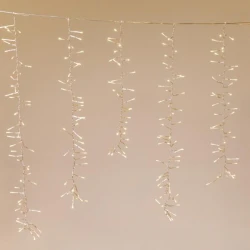 ΒΡΟΧΗ CLUSTER 480 LED ΜΕ 8 ΠΡΟΓΡΑΜΜΑΤΑ, 4 ΕΠΕΚΤΑΣΕΙΣ ΕΩΣ 3 ΣΕΤ ΜΕ ΔΙΑΦΑΝΟ PVC ΚΑΛΩΔΙΟ, ΘΕΡΜΟ ΛΕΥΚΟ LED (H100 x W200cm) IP44