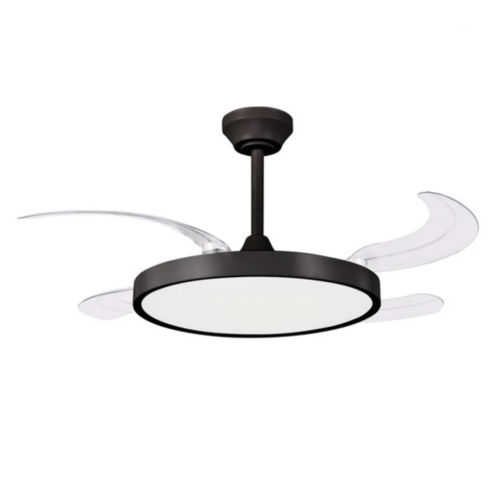 ΑΝΕΜΙΣΤΗΡΑΣ ΟΡΟΦΗΣ ΜΑΥΡΟΣ ΜΕ ΑΝΟΙΓΟΚΛΕΙΟΜΕΝΕΣ ΦΤΕΡΩΤΕΣ Φ107 30W DC MOTEΡ ΜΕ LED ΦΩΣ 36W ΚΑΙ ΚΟΝΤΡΟΛ EUROLAMP