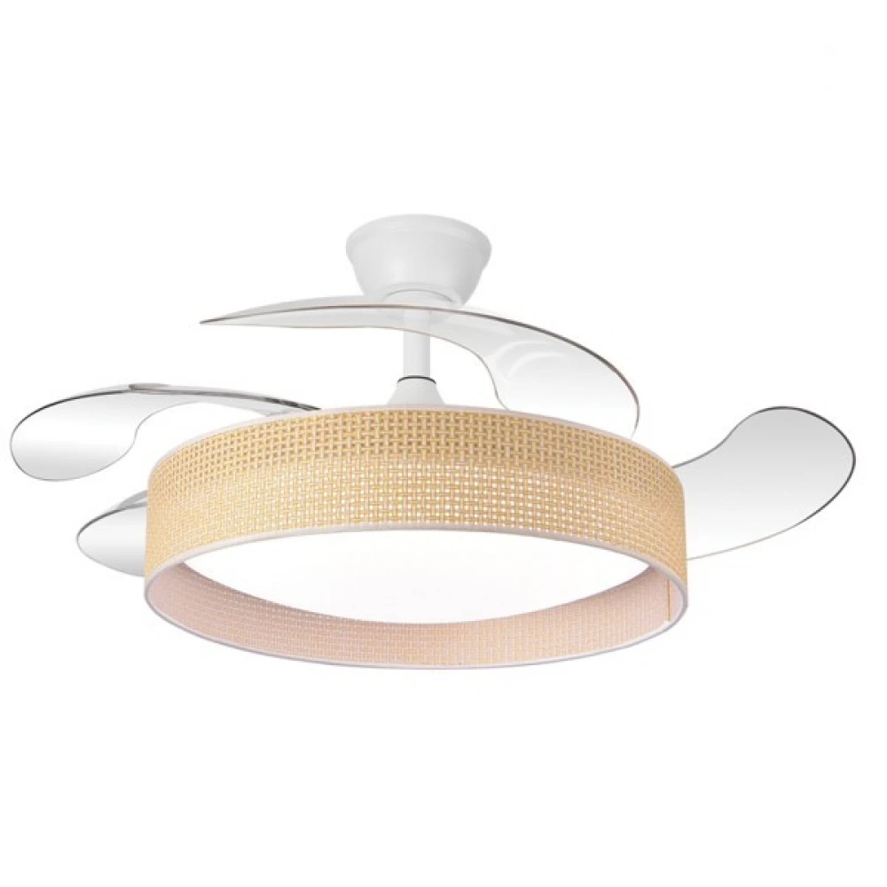 ΑΝΕΜΙΣΤΗΡΑΣ ΟΡΟΦΗΣ ΛΕΥΚΟΣ ΜΕ ΑΝΟΙΓΟΚΛΕΙΟΜΕΝΕΣ ΦΤΕΡΩΤΕΣ ΚΑΙ ΚΑΦΕ ΠΛΕΚΤΟ Φ106 30W DC ΜΟΤΕΡ ΜΕ LED ΦΩΣ 45W ΚΑΙ ΚΟΝΤΡΟΛ EUROLAMP