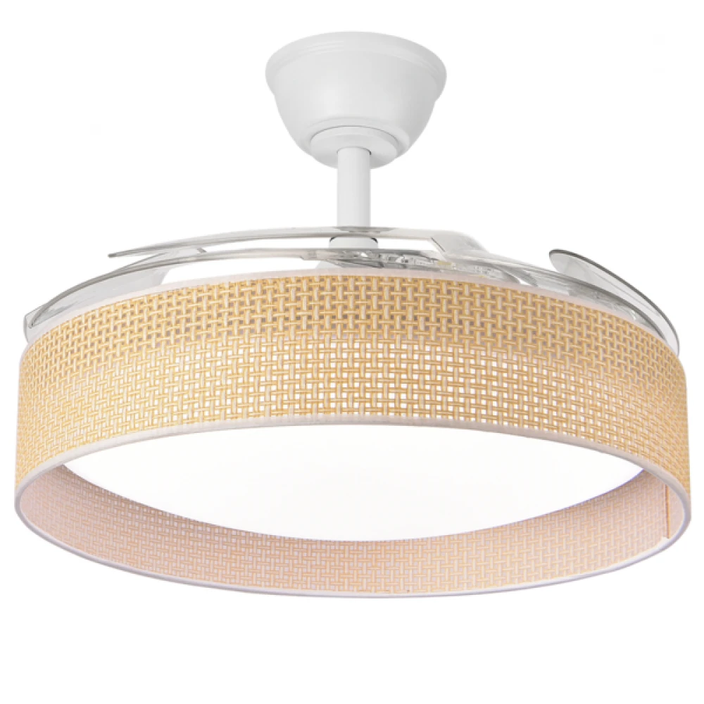 ΑΝΕΜΙΣΤΗΡΑΣ ΟΡΟΦΗΣ ΛΕΥΚΟΣ ΜΕ ΑΝΟΙΓΟΚΛΕΙΟΜΕΝΕΣ ΦΤΕΡΩΤΕΣ ΚΑΙ ΚΑΦΕ ΠΛΕΚΤΟ Φ106 30W DC ΜΟΤΕΡ ΜΕ LED ΦΩΣ 45W ΚΑΙ ΚΟΝΤΡΟΛ EUROLAMP