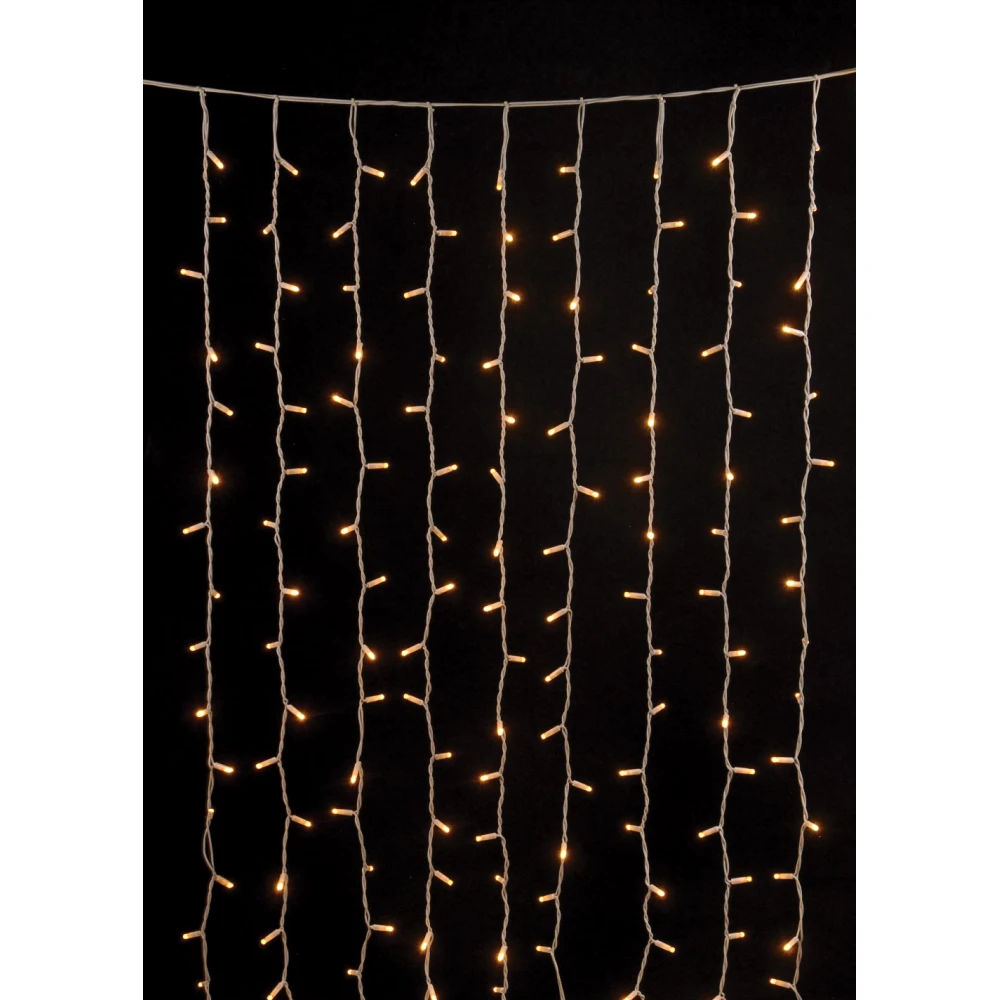 102 Led Βροχή Rubber Με Επέκταση Ip44 100 x 200(H)cm,Λευκό Καλώδιο/Θερμό Λαμπάκι (Kelvin: 2.500 - 3.000)
