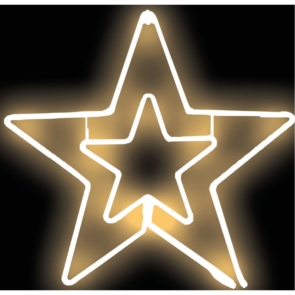 Διπλό Σταθερό Αστέρι Με 240Led Θερμό Φωτισμό Πλακέ Φωτοσωλήνα,45cm