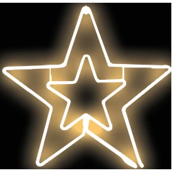 Διπλό Σταθερό Αστέρι Με 240Led Θερμό Φωτισμό Πλακέ Φωτοσωλήνα,45cm