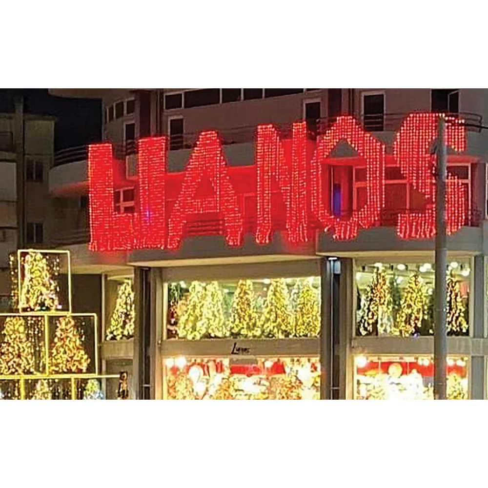 1200L Led Συμμετρική Κουρτίνα Display Wifi Με Μετασχηματιστή Ip67 Με Δυνατότητα Προσαρμογής Οποιουδήποτε Κειμένου 400 x 300(h)cm,Με Διάφανο Πλακέ Καλώδιο Και Rgb Λαμπάκι