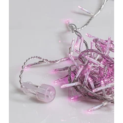 100 Led Λαμπάκια Με Πρόγραμμα,Επέκταση,Διάφανο Καλώδιο/Ροζ Λαμπάκι 5 Μέτρα 