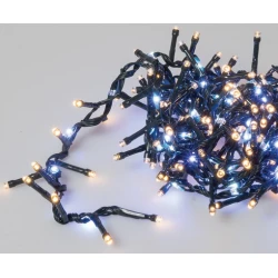 250 Led Λαμπάκια Cluster Σταθερά,Με Μάυρο Καλώδιο, Θερμό Και Ψυχρό Λαμπάκι Ροής New Drop 4 Ταχυτήτων 3 Μέτρα