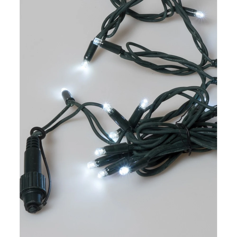 100Led Rubber Round Λαμπάκια Extra Bright Σταθερά Επεκτεινόμενα Με Πράσινο Καλώδιο/Λευκό Λαμπάκι ,Ip65 Στεγανό,(10cm Απόσταση) 10 Μέτρα (Kelvin: 6.000 - 10.000)